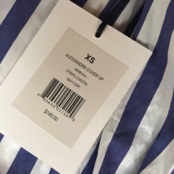 NWT Onia Alessandra Plunging Striped Coverup Dress {blue & white stripe} - Picture 11 of 11